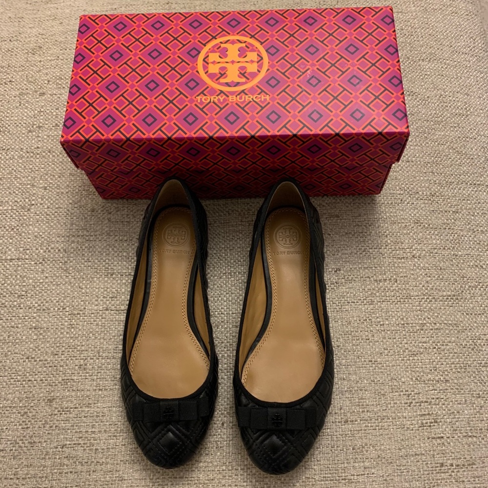 Tory Burch Black Marion Ballet Flats NWT 6